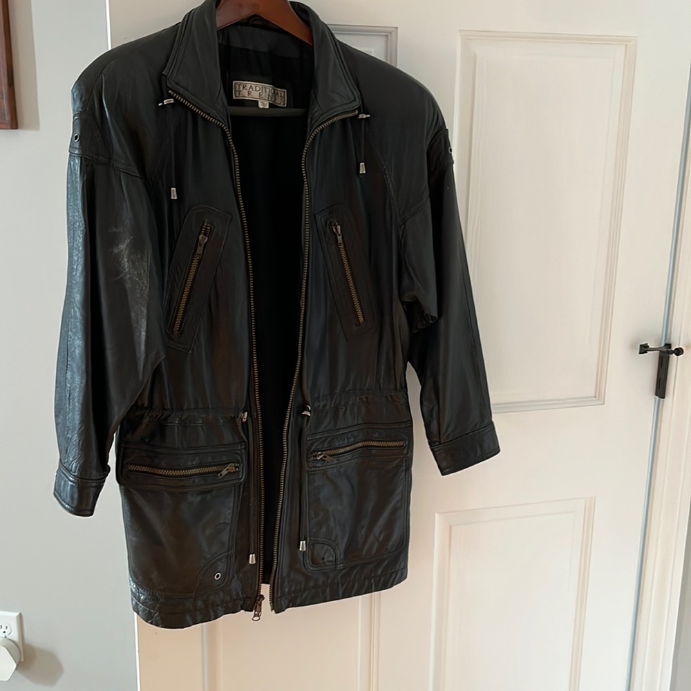 Vintage leather jacket thigh length